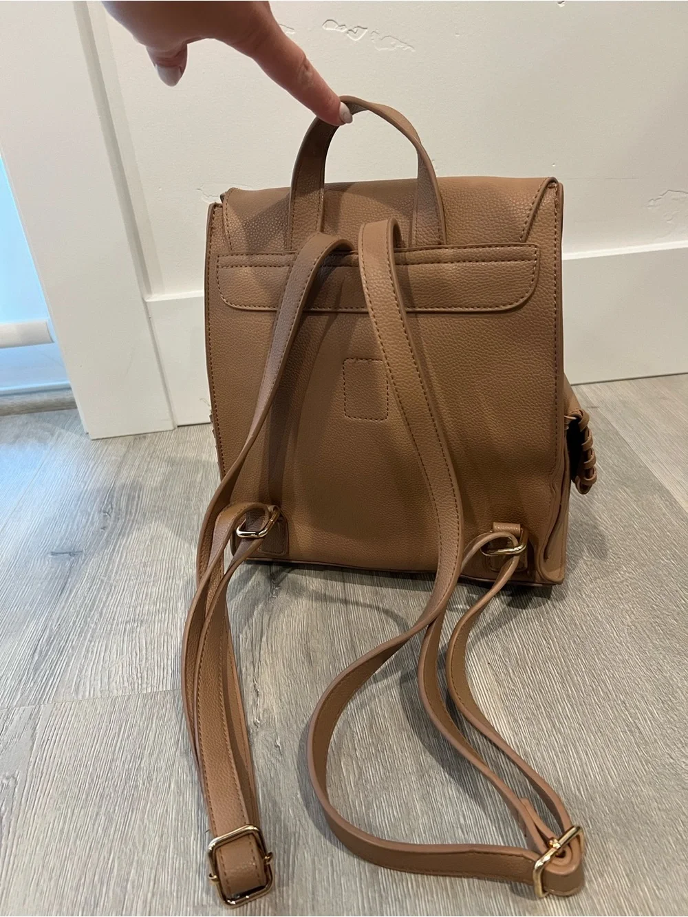 Tassel Detail Faux Leather Backpack - Brown